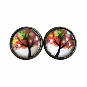 3 for 15🎀bronze tone tree of life picture studs